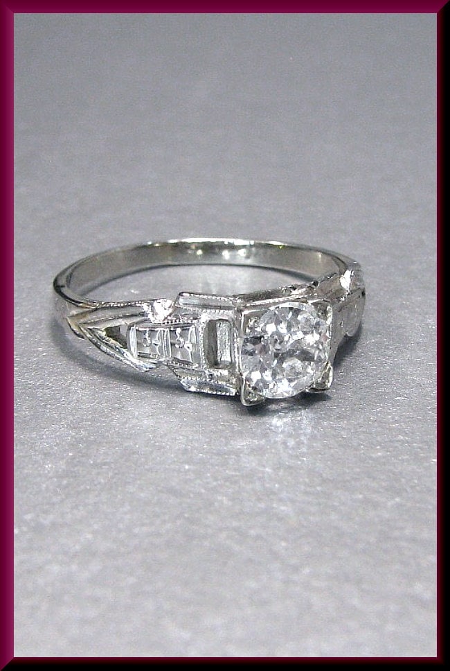 Art Deco Diamant Verlobungsring Vintage Mit Altschliff 18K Weißgold Ehering - Er 436 M von AntiqueJewelryNyc