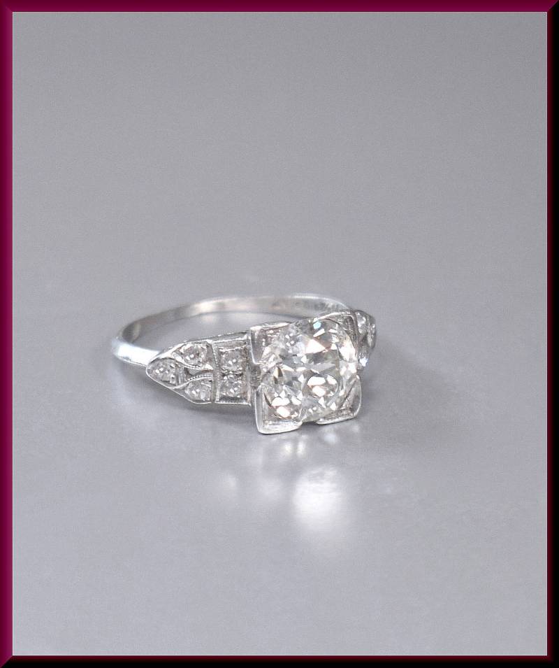 Art Deco Verlobungsring Antiker Vintage Platin Ehering von AntiqueJewelryNyc