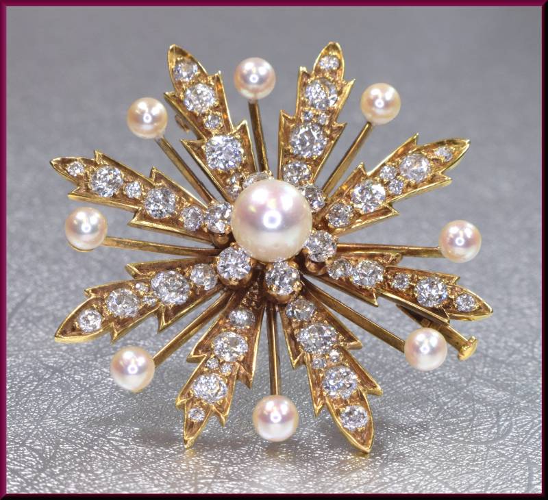 Perle Blume Pin, Diamant Blume, Brosche, Sunburst Brosche Perle Blume Pin, Diamant Blume, Brosche, Sunburst Brosche von AntiqueJewelryNyc