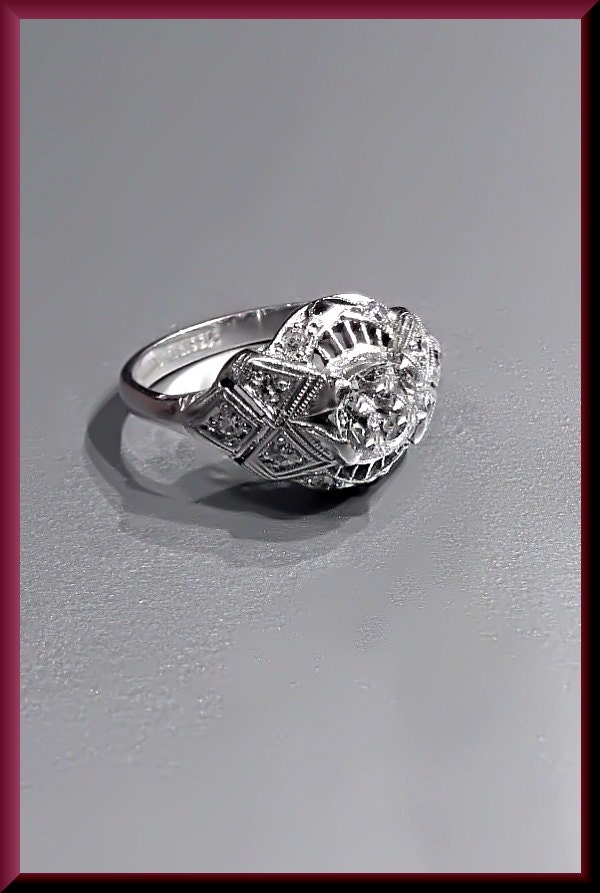 Vintage Diamant Verlobungsring Art Deco Mit Altschliff Platin Ehering - Er 369S von AntiqueJewelryNyc