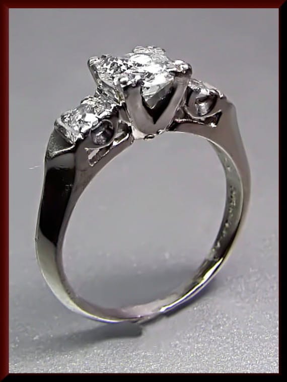 Vintage Diamant Verlobungsring Platin Ehering - Er 181 M von AntiqueJewelryNyc