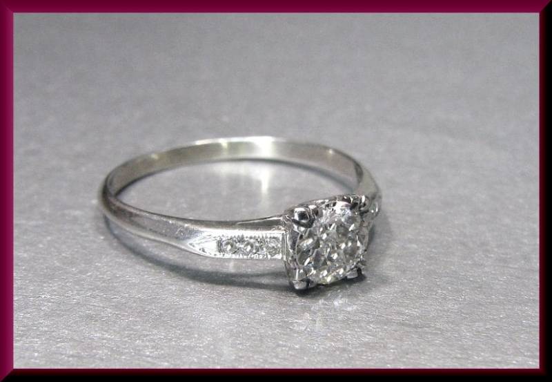 Vintage Verlobungsring Antiker Mit Altschliff Diamant 18K Weißgold Ehering - Er 600 M von AntiqueJewelryNyc
