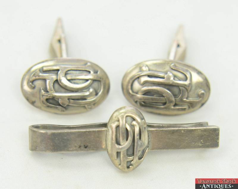 Vintage Kalo Handgeschmiedete Sterling Monogramm "Ppe' Manschettenknöpfe Geld-Krawattenklammer Vintage Kalo Handgeschmiedete Sterling Monogramm "Ppe' Manschettenknöpfe Geld-Krawattenklammer von AntiqueShack