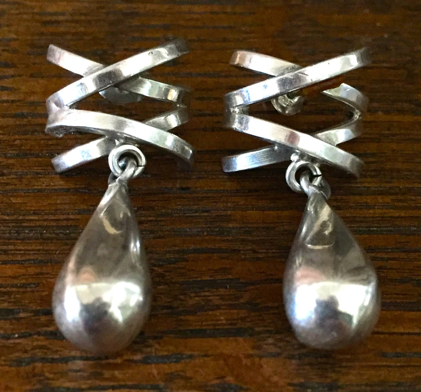 Silber Baumelnde Ohrringe C. 1970Er Jahre von AntiqueSoCal