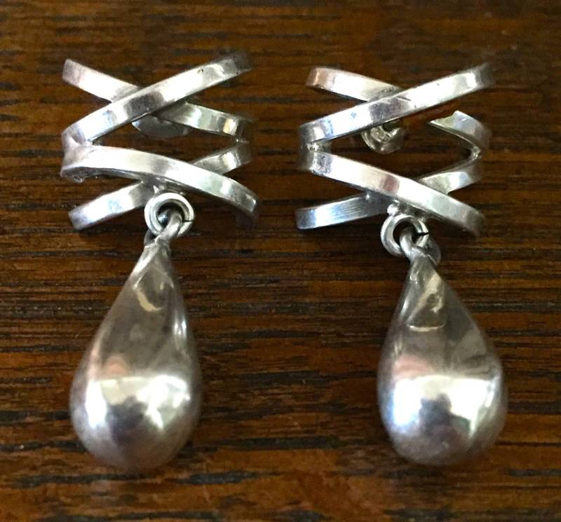 Silber Baumelnde Ohrringe C. 1970Er Jahre von AntiqueSoCal