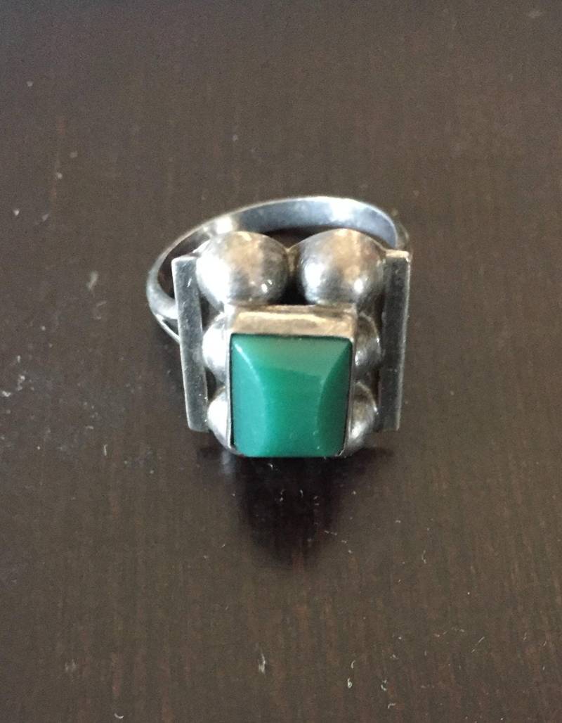 Türkis Stein & Sterling Silber Statement Ring - Größe 7 Ca. 1960Er Jahre | Made in Mexiko von AntiqueSoCal