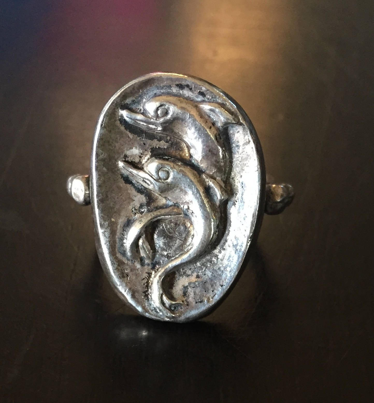 Twin Dolphin Sterling Silber "925" Statement Ring - Größe 8 von AntiqueSoCal