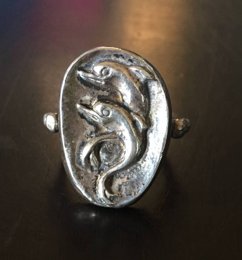 Twin Dolphin Sterling Silber "925" Statement Ring - Größe 8 von AntiqueSoCal