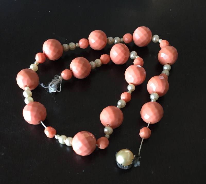 Vintage Pink Und Perle Perlen Halskette, Sterling Verschluss von AntiqueSoCal