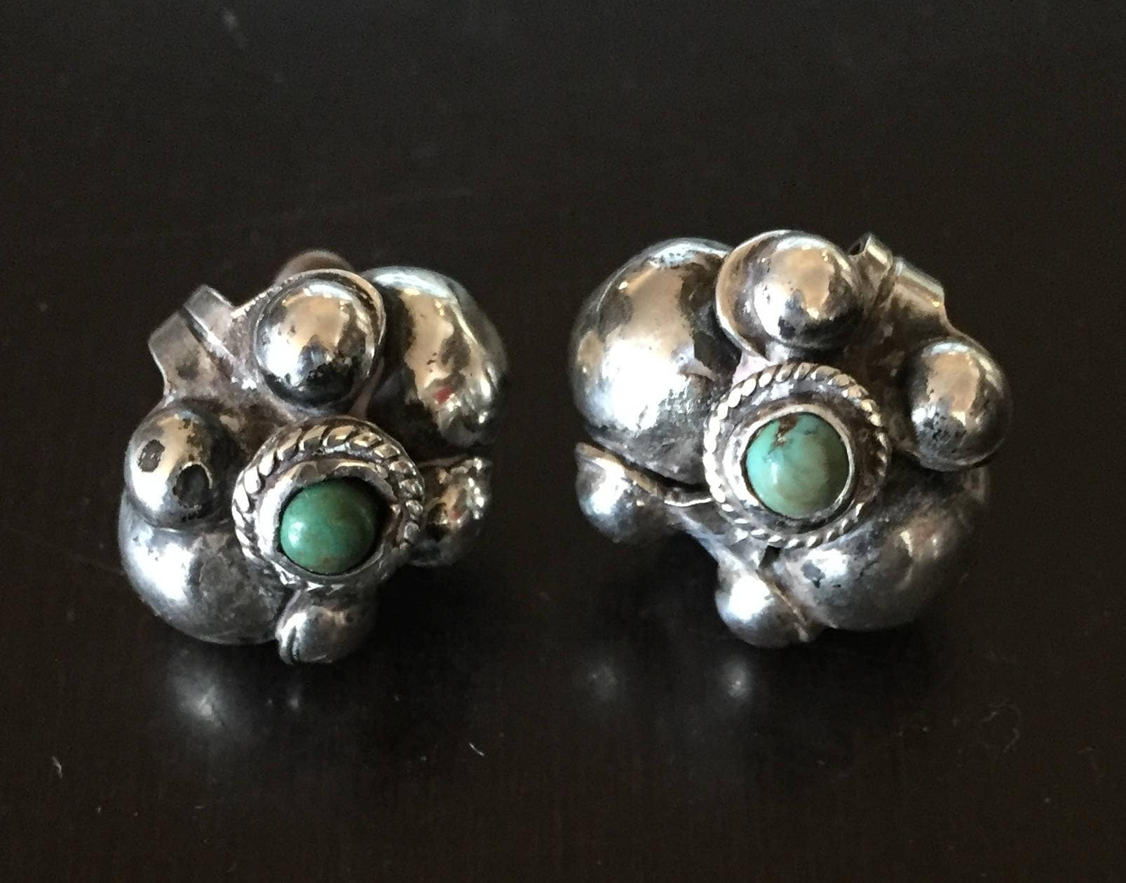 Vintage Sterling Silber Türkis Ohrclips - Hergestellt in Mexiko von AntiqueSoCal