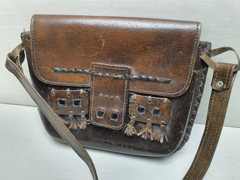 Vintage Echt Leder Damen Handtasche Tasche Geldbörse Retro 1970Er Jahre Stil Dickes Sammeltasche Umhängetasche Damentasche von AntiqueTreasureStory