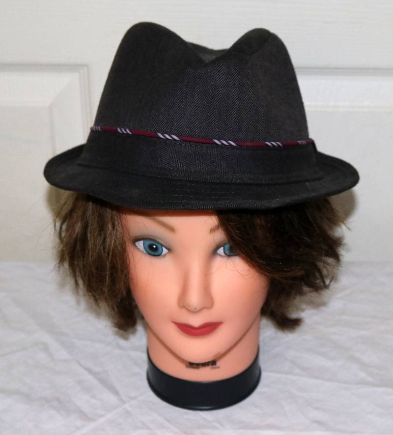 Vintage Herren Fedora Hut - Steele Grau Burgund Banana Republik Größe L/xl Polyester/Baumwolle von AntiqueologyToday