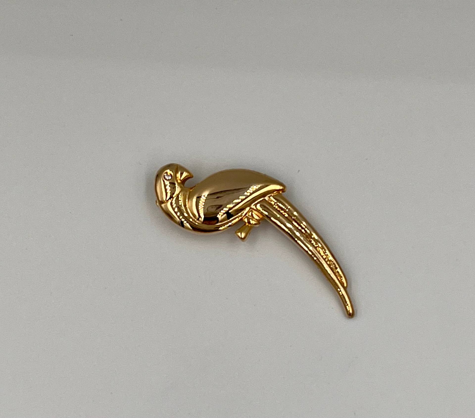 Liz Claiborne Vintage Papagei Brosche, Goldfarben von AntiquesThrills