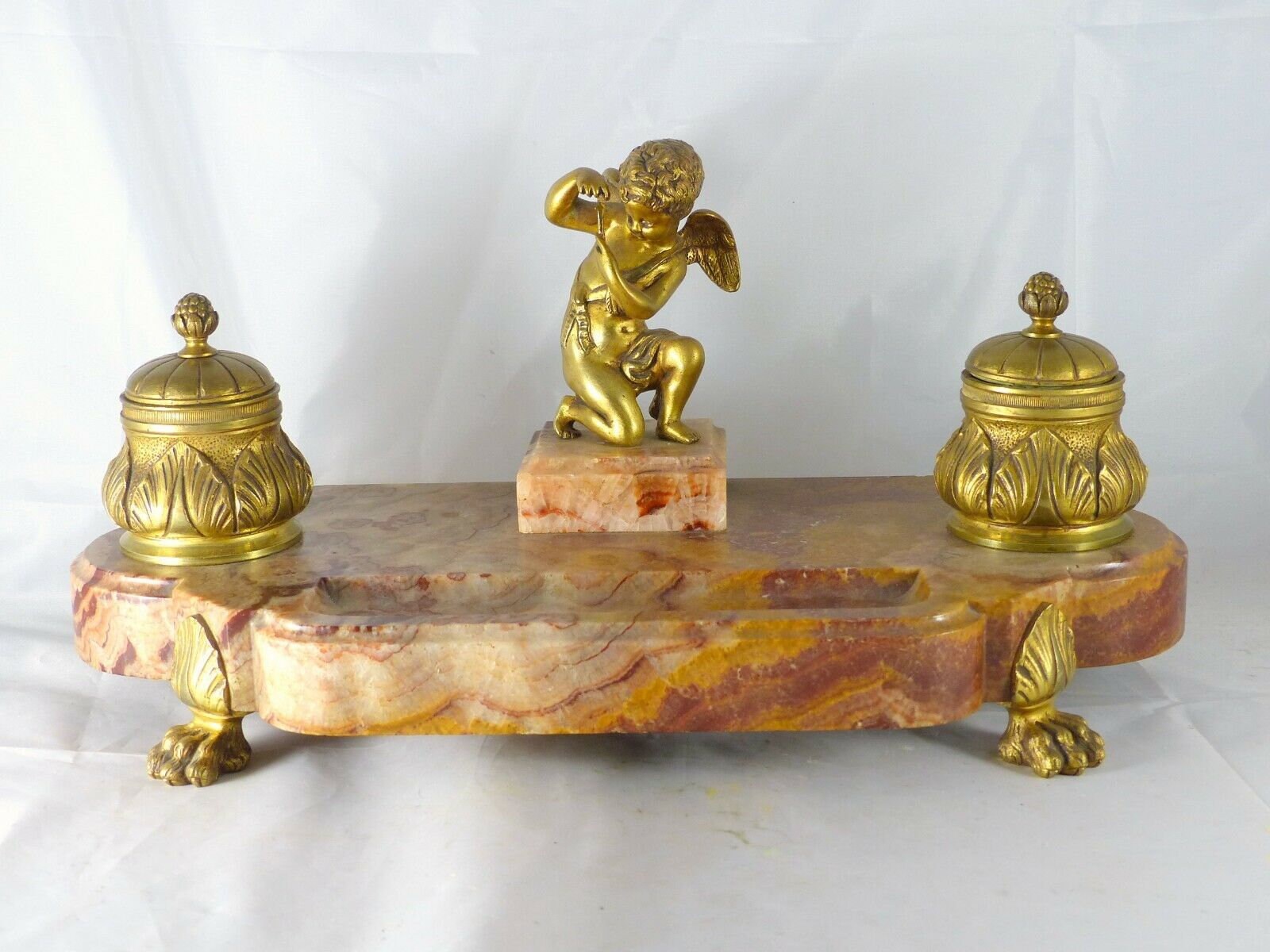 Altes Bronzeschreiben /Marmor Xixè Angelot/Antike Inkwell Desk 19Th Cherub Altes Bronzeschreiben /Marmor Xixè Angelot/Antike Inkwell Desk 19Th Cherub von AntiquesdeProvence