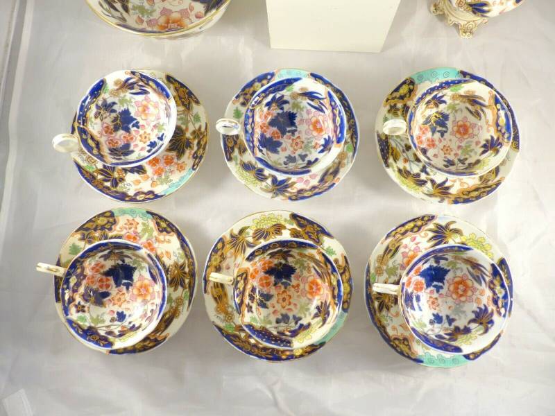 Hervorragender Kaffeeservice 19. Kobaltblaues Porzellan 6 Pers. Bayeux Valentine von AntiquesdeProvence