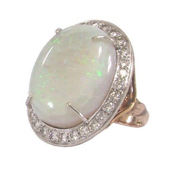 14K Opal Diamant Ring Platin Top | Jugendstil Statement Oktober Geburtsstein Verlobungsring 14K Opal Diamant Ring Platin Top | Jugendstil Statement Oktober Geburtsstein Verlobungsring von AntiquingOnLine