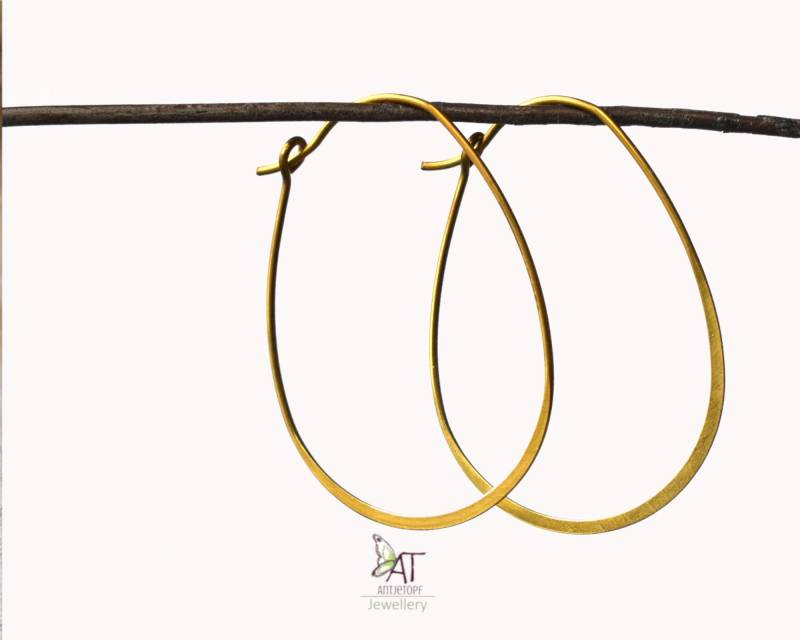 Creolen Tropfenform, Messing, Ohrringe Für Anhänger, Ohrschmuck, Ohrhänger, Geschenk von AntjeTopfJewellery