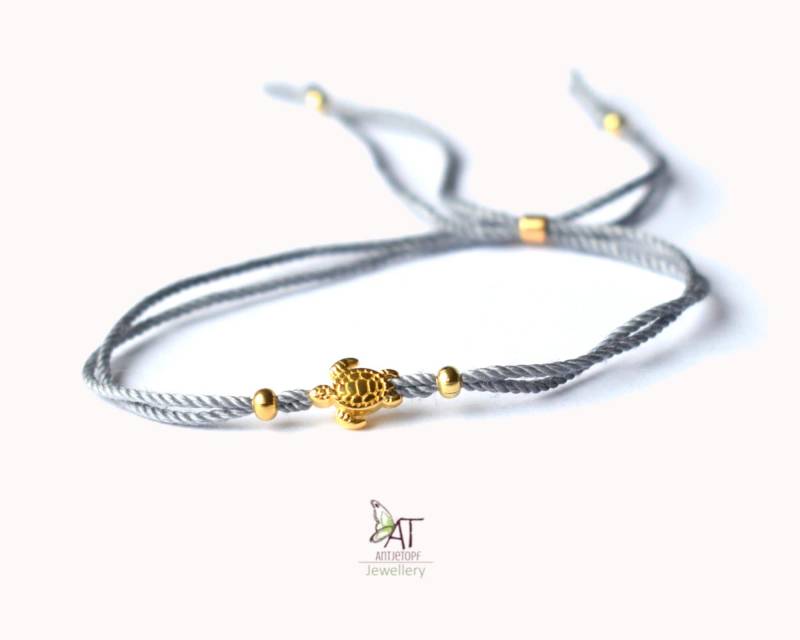 Seidenarmband, Goldene Schildkröte, Reine Seide, Farbauswahl, Geschenk Idee, Frau, Mann, Partner, Partnerarmband, Seidene Hochzeit von AntjeTopfJewellery