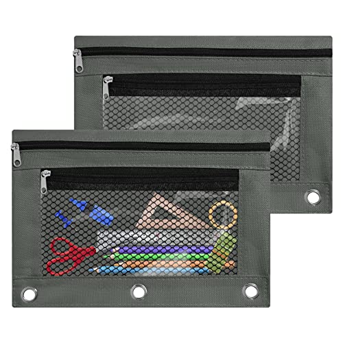 Antner Binder Pencil Pouch for 3 Ring Binder, 2 Pack 3 Ring Binder Pencil Pouches Double Zipper Pencil Case Cosmetic Bag, Grau Antner Binder Pencil Pouch for 3 Ring Binder, 2 Pack 3 Ring Binder Pencil Pouches Double Zipper Pencil Case Cosmetic Bag, Grau von Antner