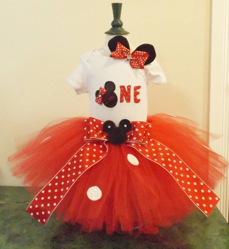 Miss Maus Thema Geburtstag Tutu Outfit & Stirnband Rot Und Weiß, Feiern Sie Einen Im Stil Mit Diesem Oufit von AntoinetteExclusives