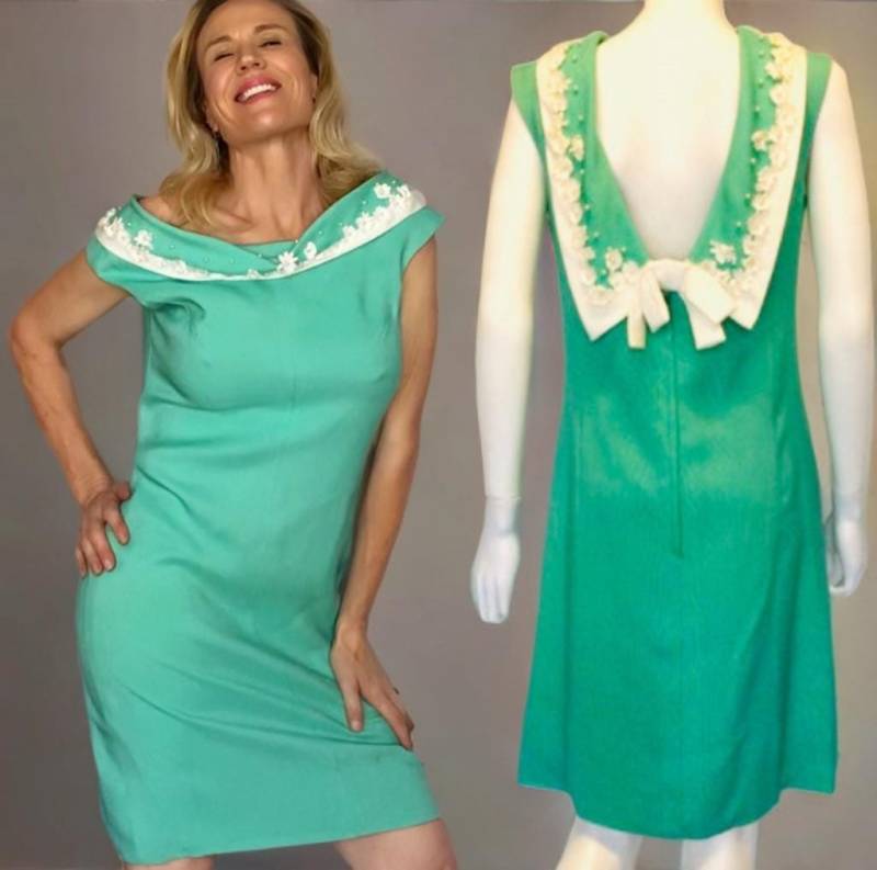 Mid Century Mintgrünes Etuikleid Von Der Designerin Jean Of California von AntoinettesCake
