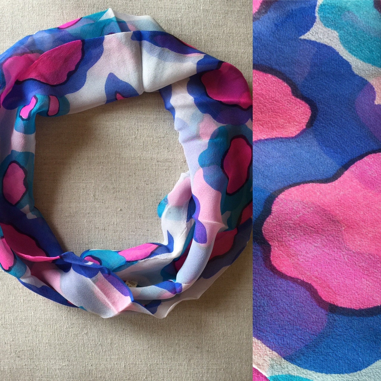 Vintage 1960Er Jahre Kreis Crepe Chiffon Pop Art Design Ringschal von AntoinettesCake