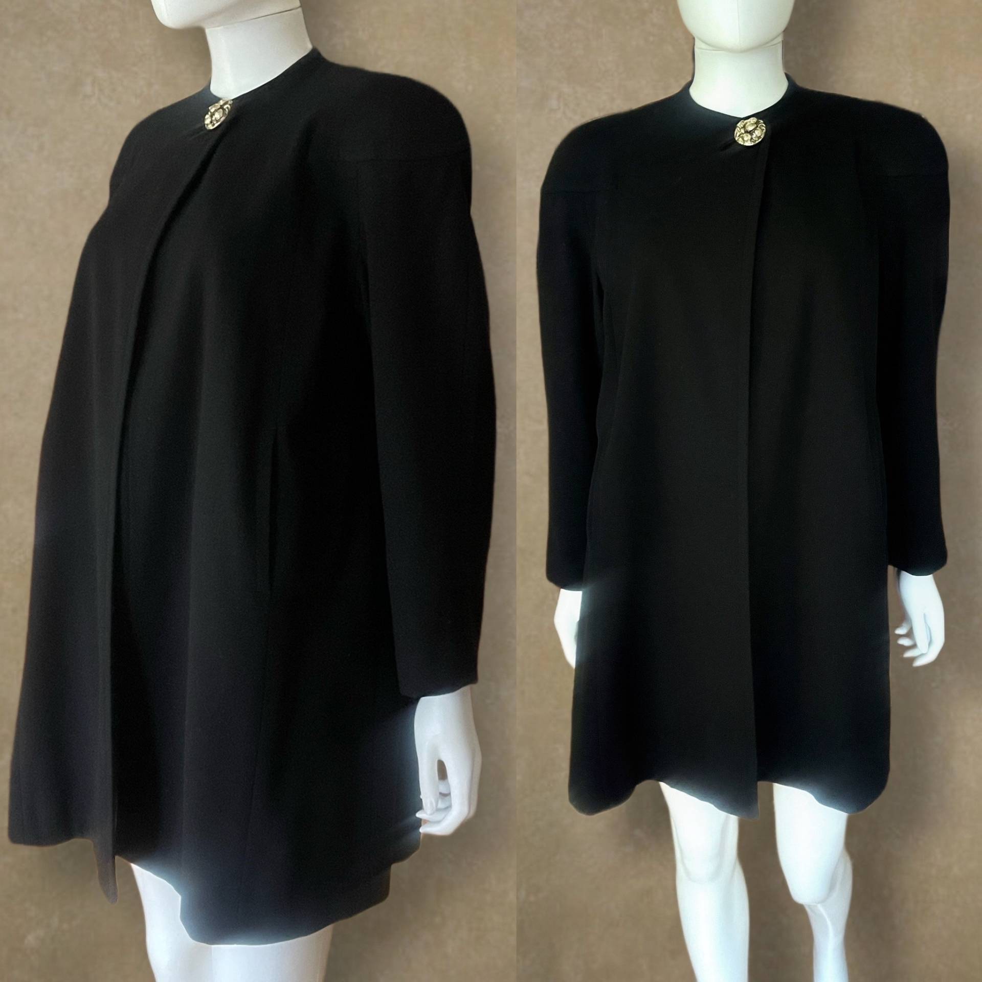 Vintage Ranlev Schwarzer Wollmantel Von I. Magnin & Co von AntoinettesCake