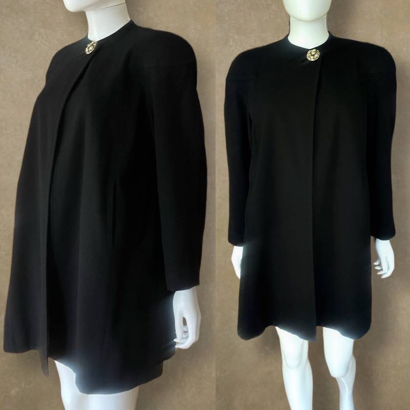 Vintage Ranlev Schwarzer Wollmantel Von I. Magnin & Co von AntoinettesCake