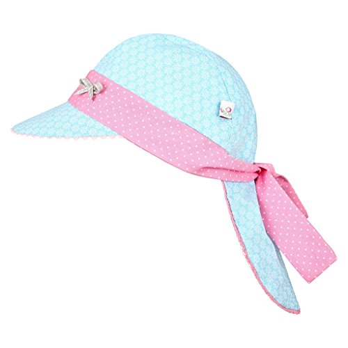 Anton & Sophie Sommerkappe/Sonnenhut für Mädchen - MIT Nackenschutz - Made in Germany - 100% Baumwolle (52-55 cm, helllblau-rosa) von Anton & Sophie