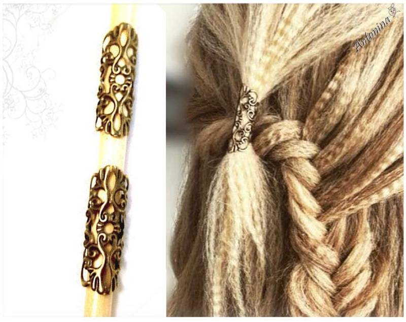 2 Dreadtubes Filigree Dread Schmuck Set Filigran Antik Dreadperlen Langlochperle Dreadbeads Tubes Spiralen von AntoninaHaarschmuck