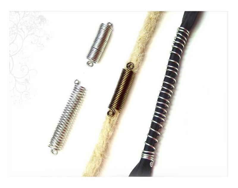 2 Lange Spiralen Dread Schmuck Ringe Dreads Geschenk Ringperlen Minimalistisch Dreadspiralen Silber Dreadschmuck Dreadlocks von AntoninaHaarschmuck