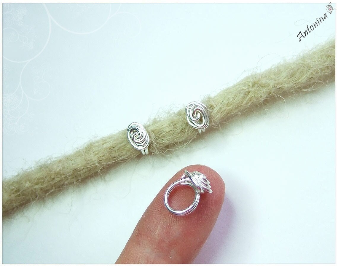 3 Bartperlen Dread Schmuck Ringe Silber Gold Kupfer Bronze Rosen Dreadlocks Dreadperlen Metall Dreadschmuck Perlen Set Spiralen von AntoninaHaarschmuck