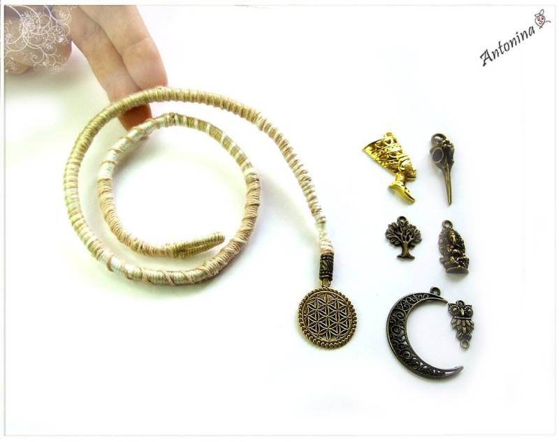 Dreadwrap Helle Naturtöne Beige Ingwer Hellbraun Anhänger Fake Haar Zierdread Zopf Extension Dreadlocks Singledread Strähne Einflechten von AntoninaHaarschmuck