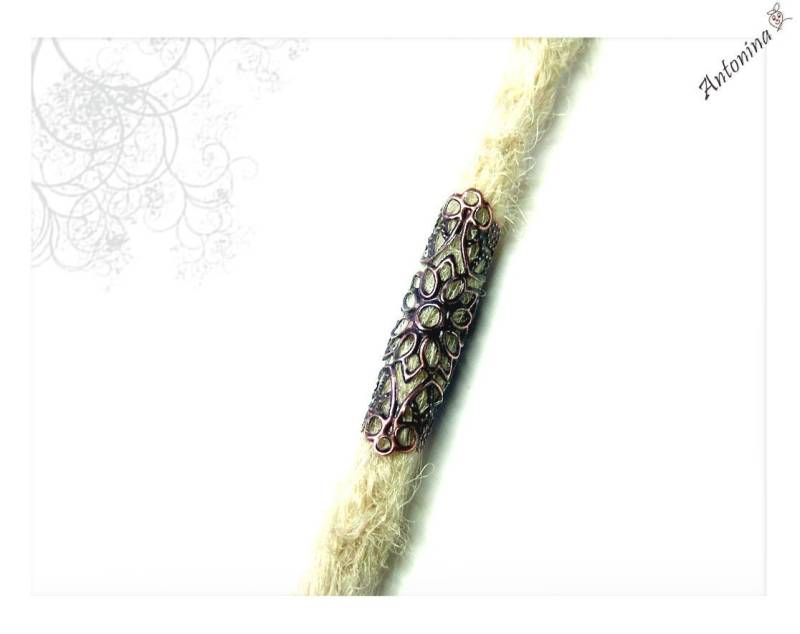 Kupfer Filigree Dreadschmuck Tube Dreadperle Metall Antik Bronze Silber Filigran Wrap Dreadtube Röhren Dread Schmuck Wikinger Perle Langloch von AntoninaHaarschmuck