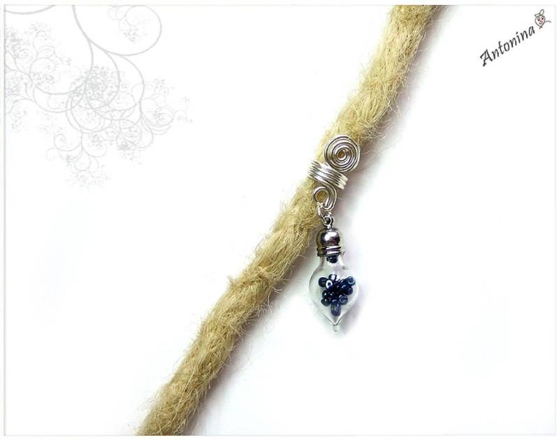 Phiole Anhänger Dread Schmuck Kleine Flasche Perlen Dreadlocks Dreads Dreadschmuck Locs Spiralen Einzigartig, Ohrringe von AntoninaHaarschmuck