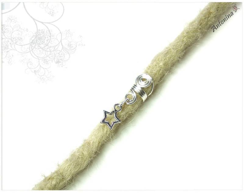 Stern Dread Perle Schmuck Charms Star Stella Gold Silber Dreadlocks Metall Anhänger Wunsch Spiralen Dreadschmuck Ohrringe von AntoninaHaarschmuck