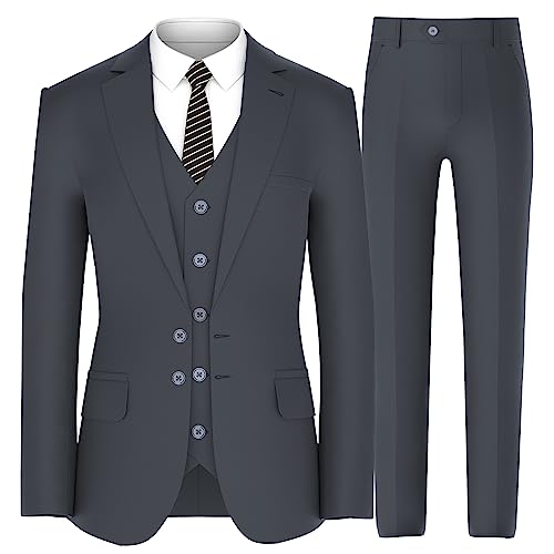 Antonio Uomo Herren Anzug Set - Slim Fit 3 Stück Blazer 2 Knopf Jacke Weste Hose Business Hochzeit Party Solide Kleid Anzüge, Dunkelgrau, 4XL Antonio Uomo Herren Anzug Set - Slim Fit 3 Stück Blazer 2 Knopf Jacke Weste Hose Business Hochzeit Party Solide Kleid Anzüge, Dunkelgrau, 4XL von Antonio Uomo