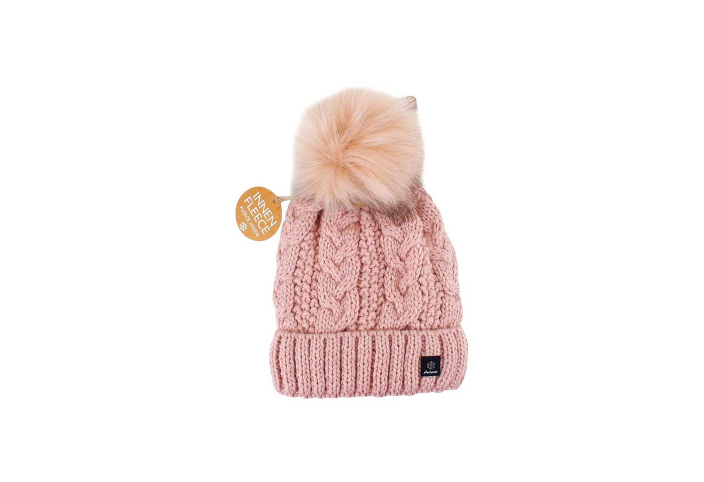 Antonio Bommelmütze Strickmütze für Damen » gefütterte Wintermütze mit Fleece (Einzeln, 1-St., Mütze) » Bommelmütze » Damenmütze mit Zopfmuster von Antonio