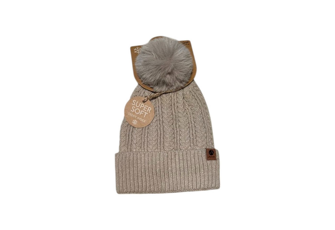 Antonio Bommelmütze Winter Damen Mütze » Bommelmütze Nora Mit Teddy (Kein Set, 1-St., 1 Mütze) » Strickmütze mit Flechtoptik » Wintermütze mit Bommel von Antonio