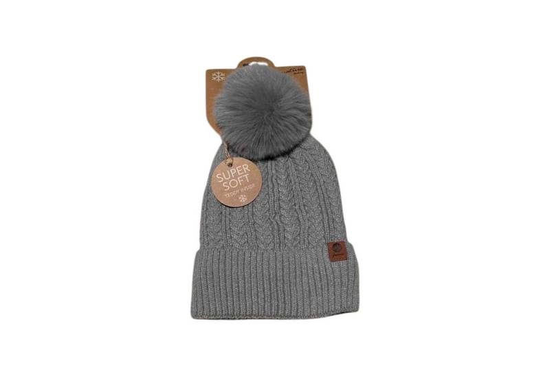 Antonio Bommelmütze Winter Damen Mütze » Bommelmütze Nora Mit Teddy (Kein Set, 1-St., 1 Mütze) » Strickmütze mit Flechtoptik » Wintermütze mit Bommel von Antonio