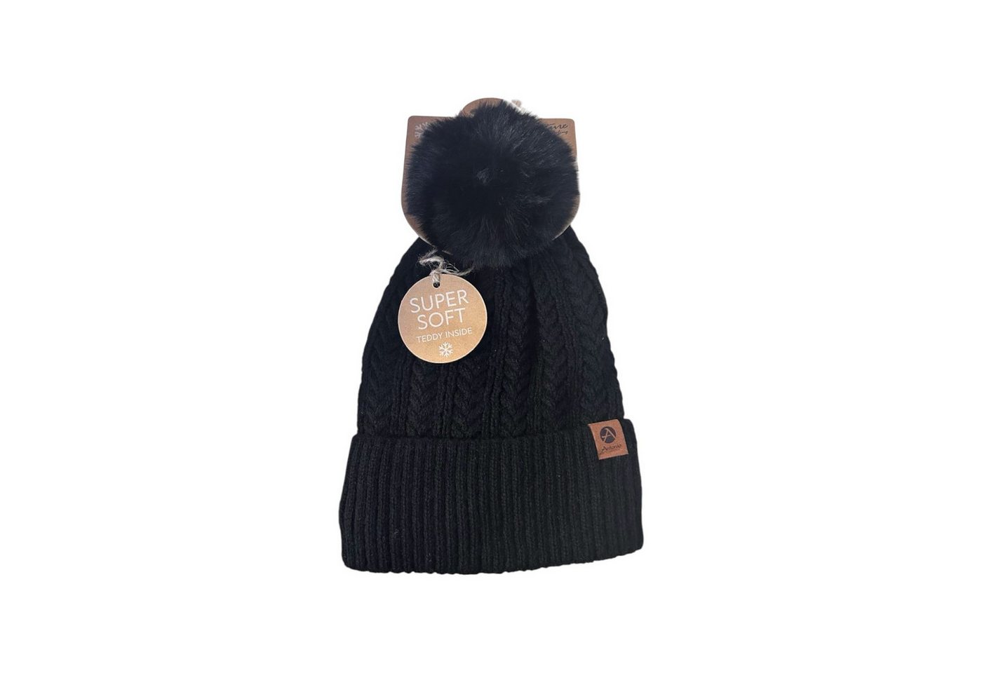 Antonio Bommelmütze Winter Damen Mütze » Bommelmütze Nora Mit Teddy (Kein Set, 1-St., 1 Mütze) » Strickmütze mit Flechtoptik » Wintermütze mit Bommel von Antonio