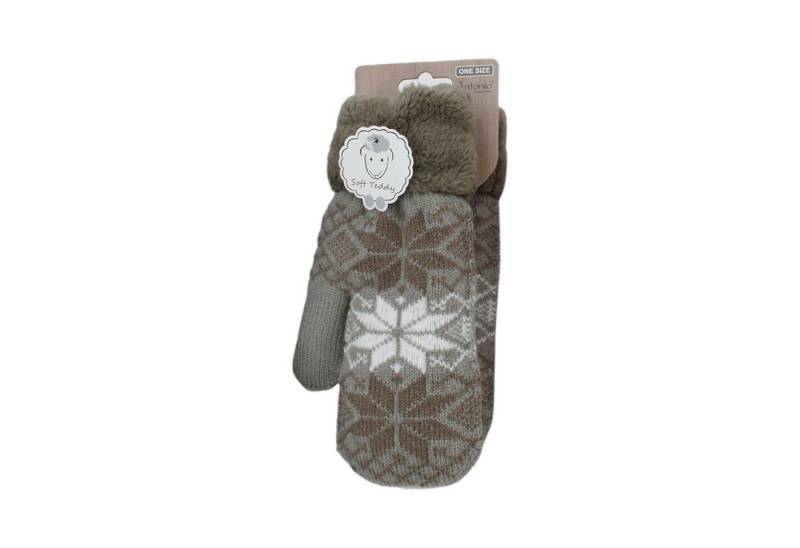 Antonio Fäustlinge Damen Fäustlinge mit Teddy Futter » Winterhandschuhe gefüttert (Kein Set, 2-St., 1 Paar Handschuhe) » Soft Teddy Handschuhe » Strickhandschuhe Norweger Stern von Antonio