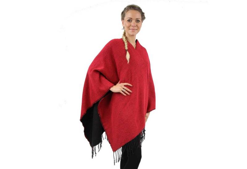 Antonio Poncho Antonio Wohlfühl-Poncho Damen Winter rot von Antonio