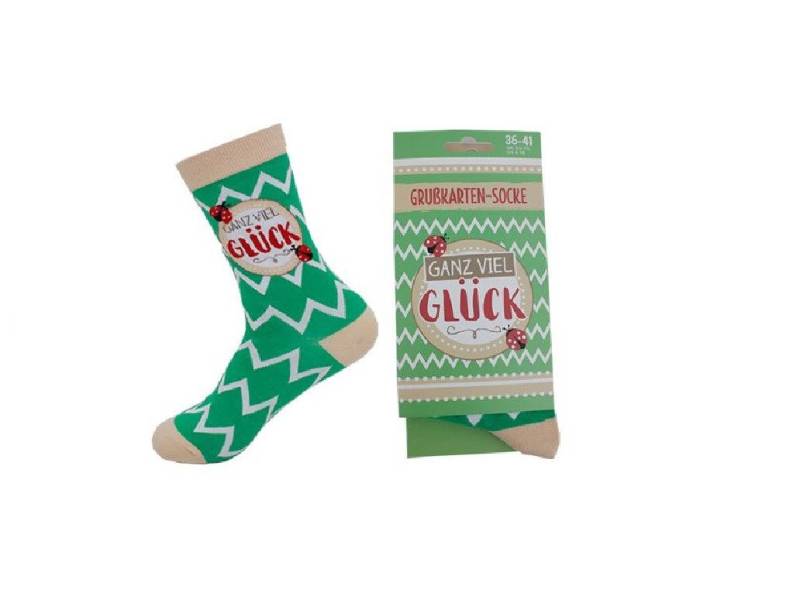 Antonio Freizeitsocken 1 Paar Socken mit Grußkarte tolles Geschenk Motiv: Glück Gr.36-41 von Antonio