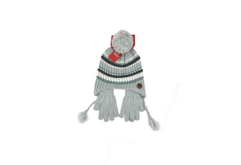 Antonio Ohrenmütze Kinder Winter Mütze mit Handschuhen » Gestreiftes Set (Set, 2-St., Mütze und Handschuhe) » Kindermütze mit Streifen und Fingerhandschuhe von Antonio