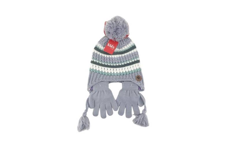 Antonio Ohrenmütze Kinder Winter Mütze mit Handschuhen » Gestreiftes Set (Set, 2-St., Mütze und Handschuhe) » Kindermütze mit Streifen und Fingerhandschuhe von Antonio