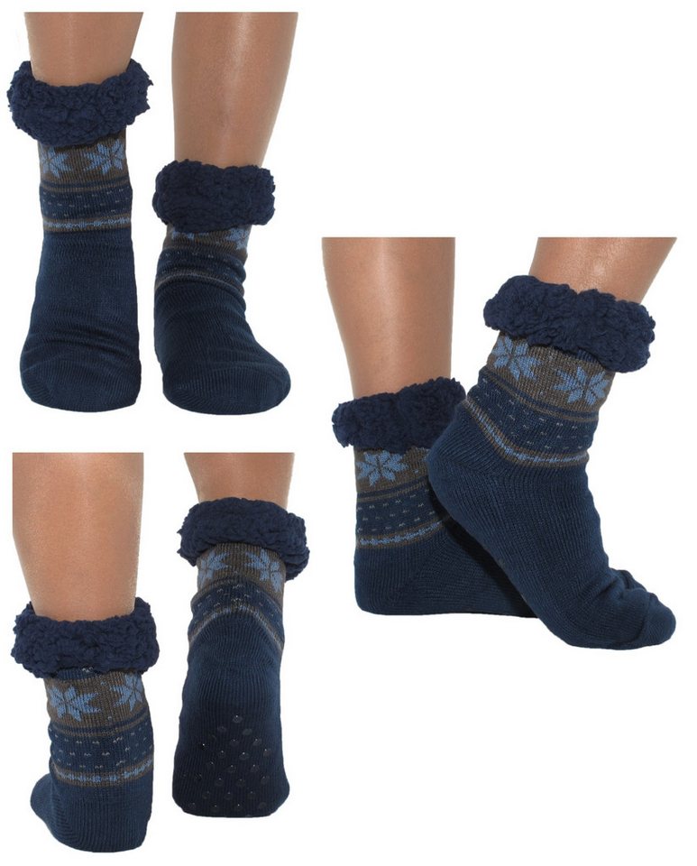 Antonio Socken Herren Hüttensocken Hüttenschuhe Hausschuhe ABS Teddy Art: Blau - von Antonio