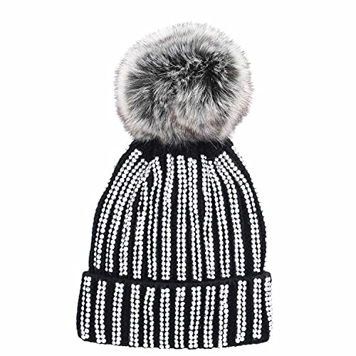 Antonio Strick Mütze Beanie mit Bommel und Pailletten schwarz von Antonio