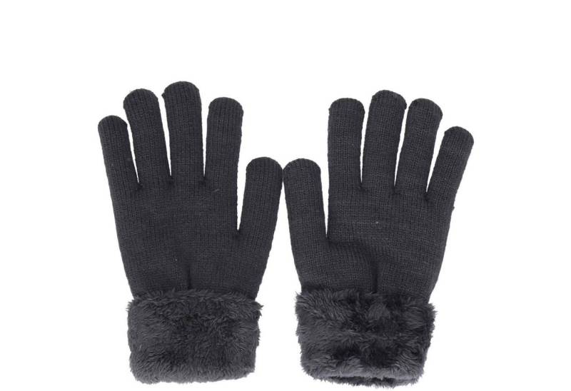 Antonio Strickmütze Antonio Damen Winter Fingerhandschuhe Teddy Futter dark grey (1-St) von Antonio