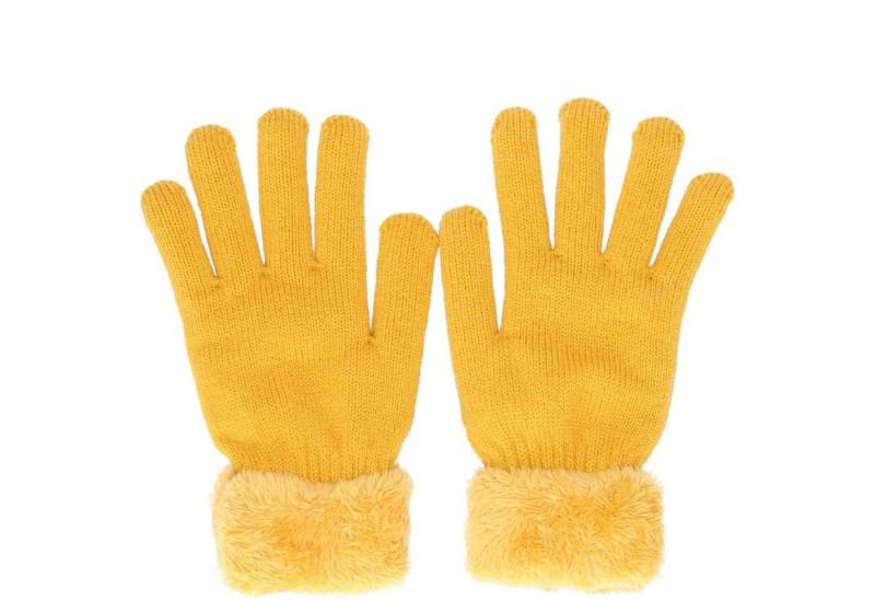 Antonio Strickmütze Antonio Damen Winter Fingerhandschuhe Teddy Futter yellow (1-St) von Antonio